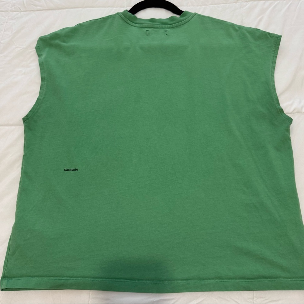 Pangaia 365 Midweight Cropped Shoulder Green Muscle Tee Size XL - Picture 4 of 10